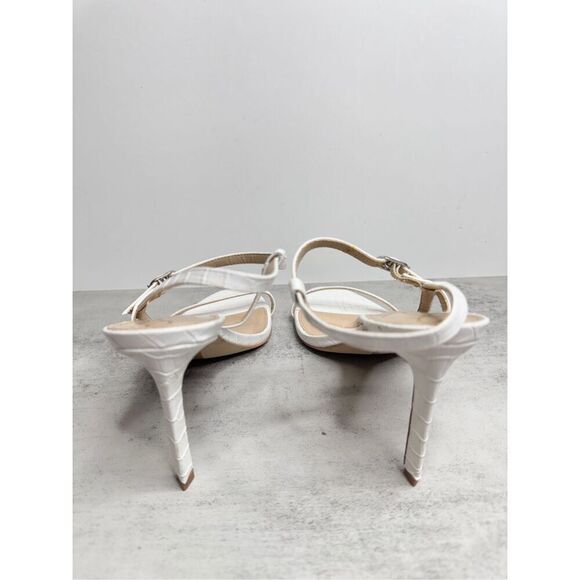 Sam Edelman Sandals Womens Size 8 White Croc Embossed Faux Leather Beachy Heels - Picture 6 of 9